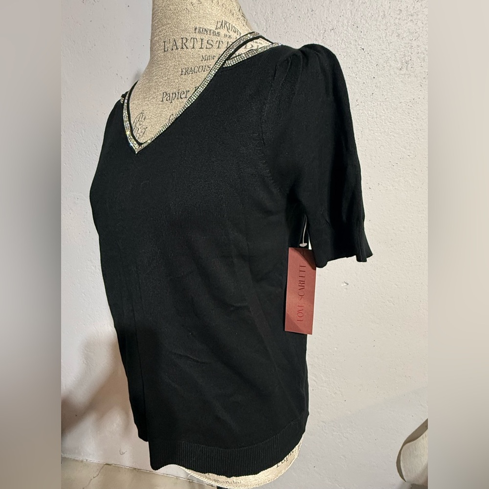 Scarlett Black Top with Subtle Silver Threads - Picture 2 of 8